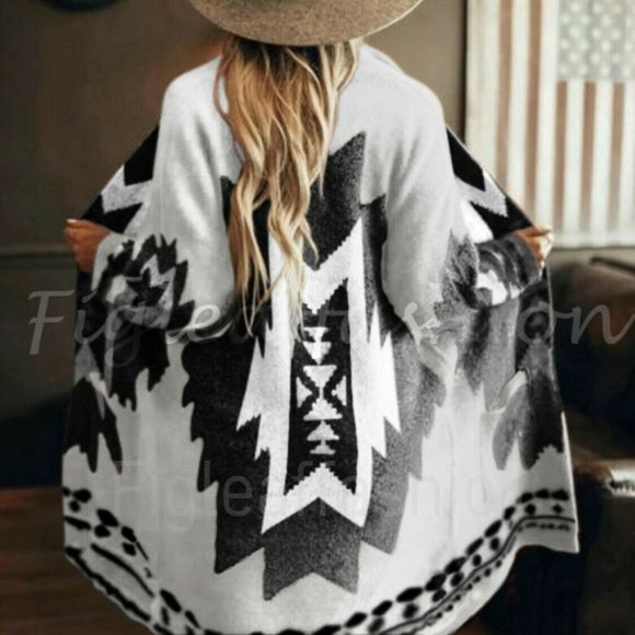 Shop_Fig Sweaters - New Cowichan Tribal Sherpa Cardigan Sweater Coat